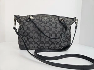 Vintage COACH Kelsey Satchel Gray Black Signature Handbag Purse Preppy Y2K Chic - Picture 1 of 14