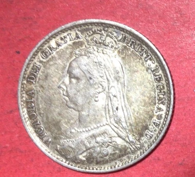 1891 Королева Виктория серебро шесть пенсов! XF! SHARP! Очень изящный! Старая британская монета! - Изображение 1 из 2