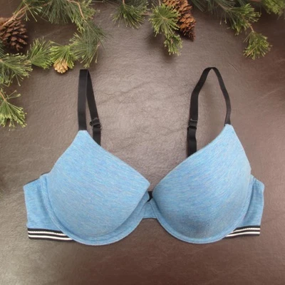 Sujetador Xhilaration para mujer 36D azul jaspeado camiseta algodón con aros ligeramente forrado Foto 1 de 4