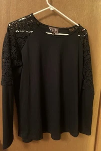 Camisa Vaquera Talla Grande Negra Con Mangas de Encaje Excelente Estado Envío Gratis - Imagen 1 de 8