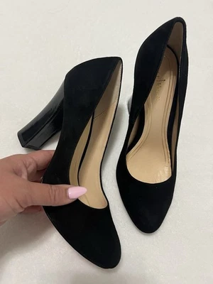 Cole Haan 黑色麂皮绒一脚蹬圆头女式高跟鞋浅口鞋 6.5B 码 — 第 1/4 张图片