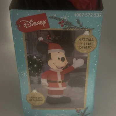 Gemmy 4' Navidad Disney Iluminado Inflable Papá Noel Mickey Mouse Soplado al Aire  Foto 1 de 4