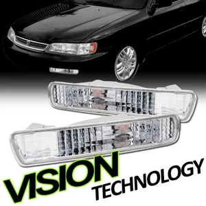 For 94-95 Honda Accord Crystal Chrome Clear Front Signal Parking Bumper Lights - Picture 1 of 2