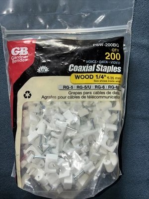 Gardner Bender PSW-200BG 1/4 pulg. / PACK 200 GRAPAS COAXIALES 6,35mm Foto 1 de 4