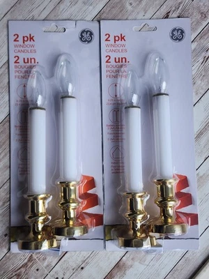 "4 luces de vela de ventana GE blanco cálido 9,25"" alimentadas por batería y portátiles Navidad" Foto 1 de 4