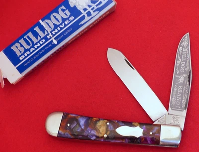 Cuchillo trampero Bulldog Marca Alemania 2000 sin usar en caja hecho a mano Foto 1 de 4
