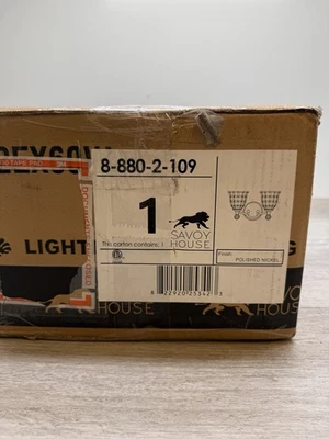 Luz de tocador de baño Savoy House 8-880-2-109 pulido níquel abedul *arañazos Foto 1 de 4