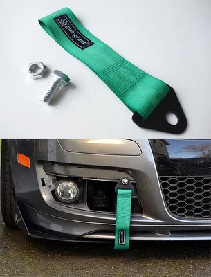 Universal Racing Sport Tow Hook Strap Band High Strength Heavy Duty Loop Green - Image 1 of 4