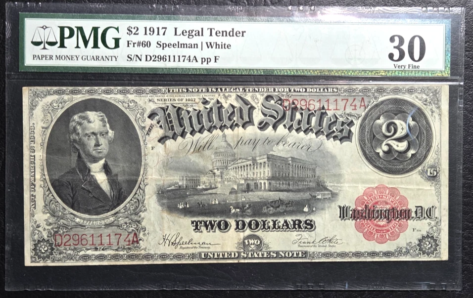 1917 US Legal Tender $2 Note FR#60 - PMG 30 - Very Fine - Image 1 of 4