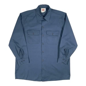Camisa Dickies Vintage Azul Calce Relajado Manga Larga Sarga Ropa de Trabajo Grande - Imagen 1 de 4