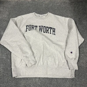 Champion Reverse Weave Forth Worth Texas Sweatshirt Men's Size L Graphic Gray - Picture 1 of 10