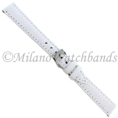 Correa de reloj para damas Milano Twingo Nappa de cuero genuino blanco cosido 14 mm 1877 Foto 1 de 4
