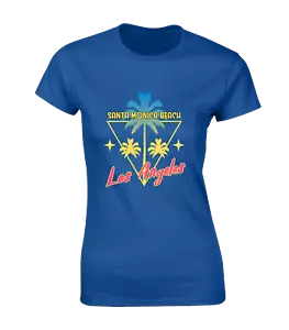 SANTA MONICA BEACH LOS ANGELES LADIES T SHIRT COOL FASHION DESIGN SUMMER CASUAL - Picture 1 of 24