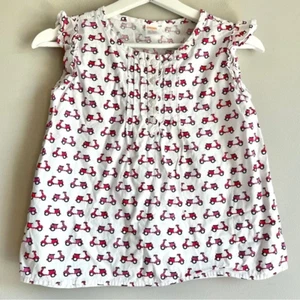 Gymboree scooter print top 12 sleeveless blouse white ruffle buttons ciao puppy - Picture 1 of 7