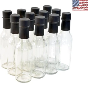 Stilvolle 12er-Packung mit 5 Unzen Glasflaschen mit schwarzen Verschlüssen und Schrumpffolie - Bild 1 von 2