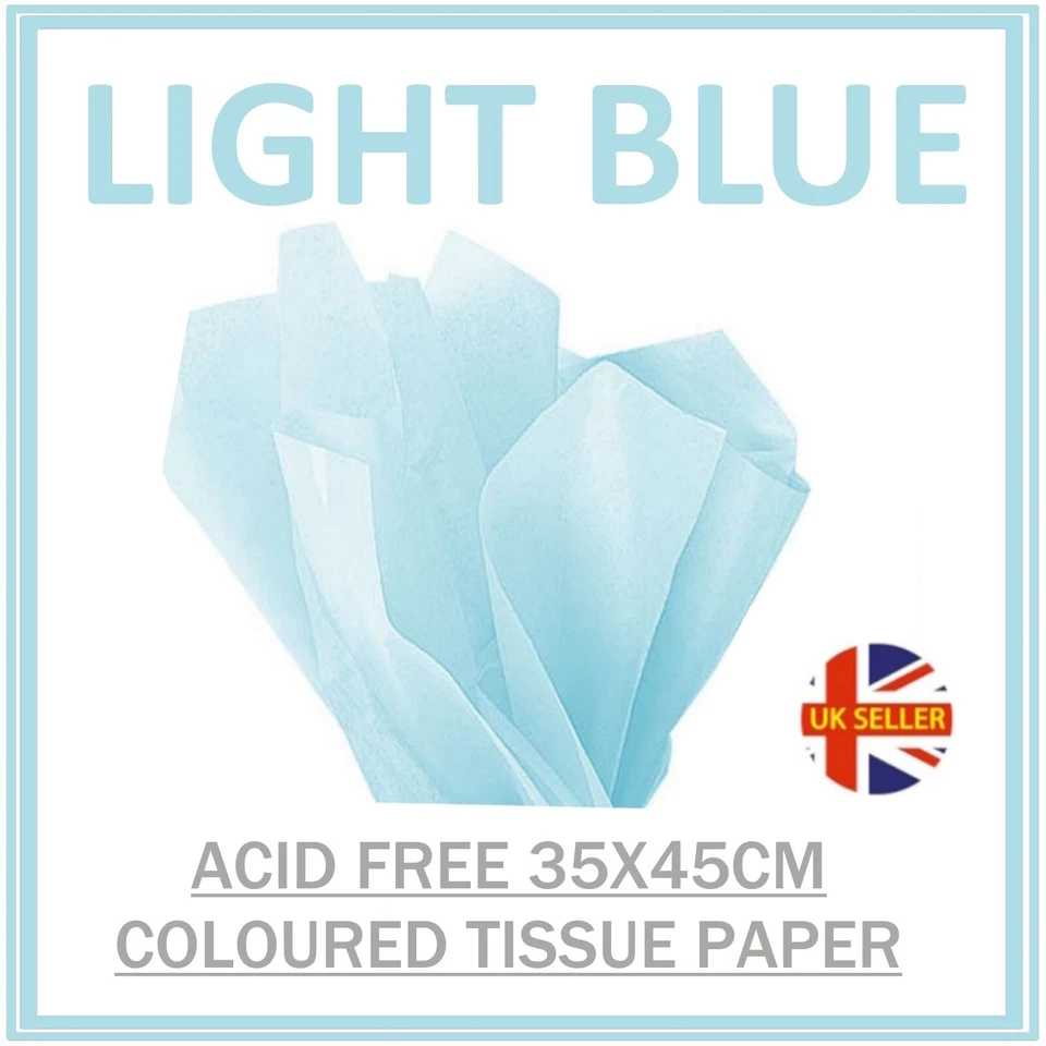 MUSTBEBONKERS LIGHT BABY BLUE Tissue Paper Sheets - Acid Free Gift Wrapping - 35x45cm