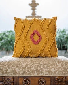 Cotton Throw Pillow Covers For Sofa Decorative Cushion Cover 18x18 in Set of 1 - Picture 1 of 4