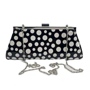 Neiman Marcus Blue Polka Dot Crossbody Bag | Silver Hardware - Picture 1 of 5
