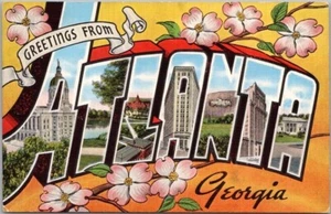 ATLANTA, Georgia Carta Grande Postal Multi-Vista / Lino KROPP - década de 1940 sin usar - Imagen 1 de 2