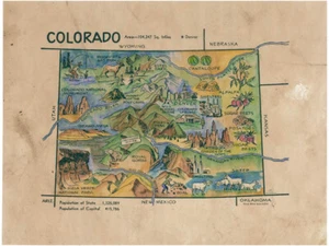 Póster con impresión de mapa de Colorado para niños obras de arte de colección pared excelente decoración del hogar y regalo - Imagen 1 de 2