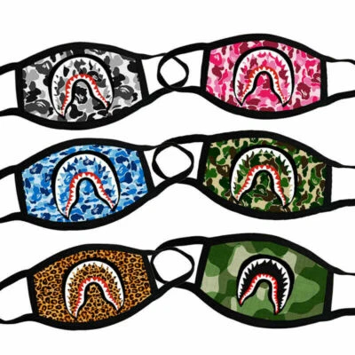 Shark Mouth Fashion Cotton Masks BAPE BATHING APE Half Face Cover 9 Diff Styles - Image 1 of 4