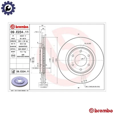 2x BRAKE DISC 09.E234.11 FOR INFINITI NISSAN VK56VD/VK56DE 5.6L 8cyl QX56 5.6L - Image 1 of 4