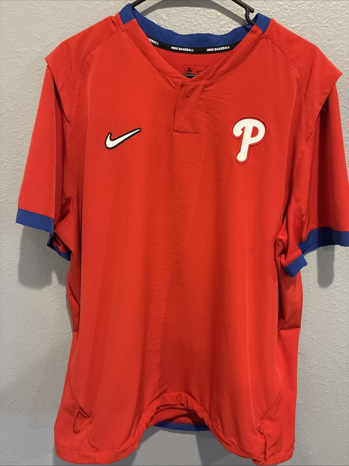 Team Issued Philadelphia Phillies Batting Practice Size L Nike DriFit Pull Over - Image 1 of 4