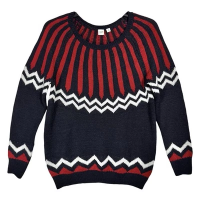 NUEVO GAP Fair Isle Suéter Tejido Talla XL Rojo Blanco Azul Mezcla de Lana Nórdica Invierno Foto 1 de 4
