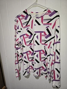 Westbound Womens Shirt Top Plus Size XXL~ 1X Long Sleeve White Tunic Printed NEW - Picture 1 of 2