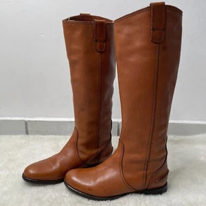 1937 Footwear Women's #96873 Cognac Brown Madewell Leather Tall Boots Shoes Sz 6 - Picture 1 of 12