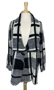 Love Token Black/White Plaid Open Sweater Jacket Size Large EUC - Picture 1 of 9