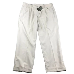 Alan Flusser Pants Mens 42X30 Off White Golf Pleated No Iron Cuffed Wicking NWT* - Picture 1 of 12