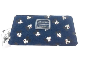 Disney Parks Loungefly Mickey Mouse Denim Wallet + RFID Safety Blocking Card NEW - Picture 1 of 17