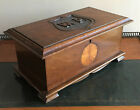 Antique Mahogany Box with Inlaid Decoration, (Carved Initials, W.P.)