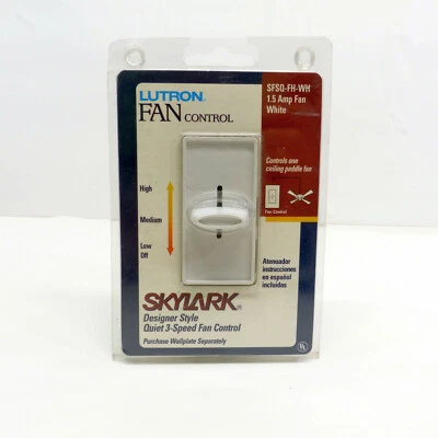 Lutron Skylark SFSQ-FH-WH 1.5A Ceiling Fan Control Single Pole 3-Speed White - Image 1 of 4