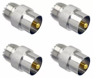 4X Quick Push-on Slide-on UHF PL259 Male to SO239 Female Coaxial Adapter 4pcs. - Picture 1 of 4