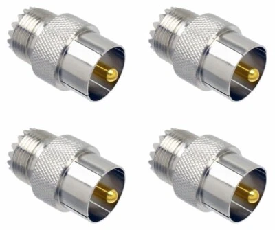 4X Quick Push-on Slide-on UHF PL259 Male to SO239 Female Coaxial Adapter 4pcs. - Image 1 of 4