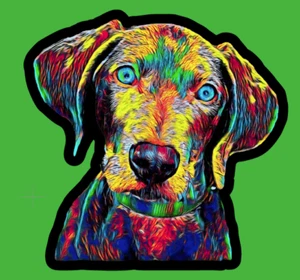 Weimaraner Bright Neon Portrait Art Die Cut Glossy Fridge Magnet - Picture 1 of 2