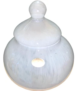 VTG MURANO STYLE APOTHECARY CANDY JAR WHITE PEARLIZED ITALIAN ART GLASS MCM - Picture 1 of 12