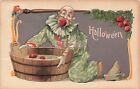 Halloween, Leubrie &amp; Elkus No 2229-3, Clown Bobbing for Apples in Water Barrel