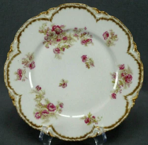 Haviland Limoges Schleiger 466M Pink White Floral & Double Gold 8 5/8 Inch Plate - Picture 1 of 10
