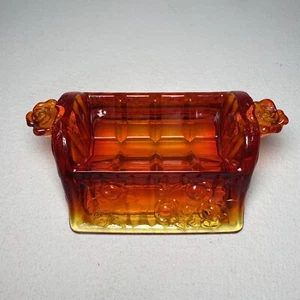 Vintage Fenton Amberina feurig orange rot Glas Rose Aschenbecher Geschirrhalter nur HTF - Bild 1 von 7