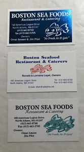 Boston Seafood Restaurant & Caterers North Adams, MA. Business Cards - Picture 1 of 4