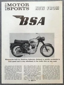 BSA Motor Sports Motorcycles USA Sales Brochure MAY 1962 ROYAL STAR TWINS+ - Picture 1 of 4