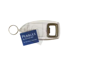 Bottle Opener Key Rings - R1 clear acrylic fobs made in the UK, 50x35mm inserts - Picture 1 of 7