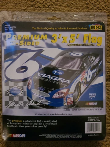 Mark Martin # 6 PFIZER DOUBLE SIDED Flag 3 x 5 NASCAR NEW Cover