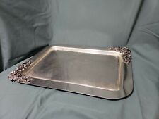 Studio Silversmiths Silver Plated Rectangle Serving Tray with Rose Flower Detail