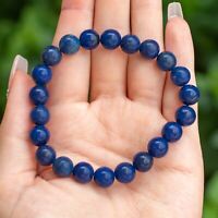 Handstrung Genuine Lapis Stone 4-5mm Bead Beaded Stretch Bracelet blue 