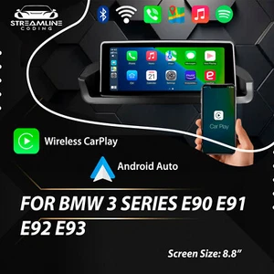 8.8" WIRELESS APPLE CARPLAY ANDROID AUTO FOR BMW 3 SERIES E90 E91 E92 E93 - Picture 1 of 5