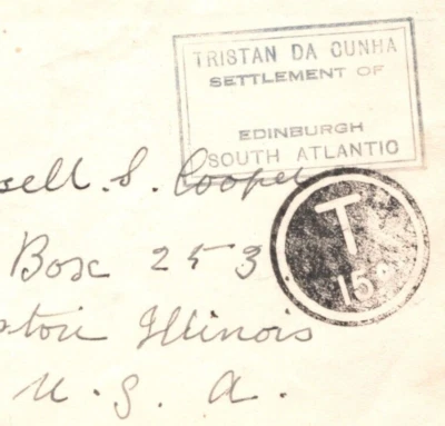 TRISTAN DA CUNHA *EDINBURGH SETTLEMENT* Cover FRED SWAIN Signed USA TAXE MA583 - Image 1 of 4